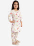 Vastramay Girls' Multicolor-Base Cream Kurta Pant set